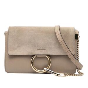 Chloe Beige Crossbody Bag with Gold Accents